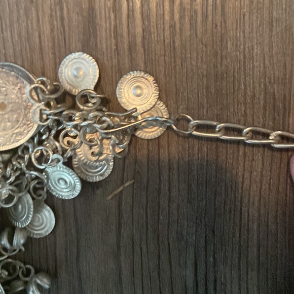 Vintage Silver Metal Belly Dance Belt with headpiece and earrings - Picture 7 of 8